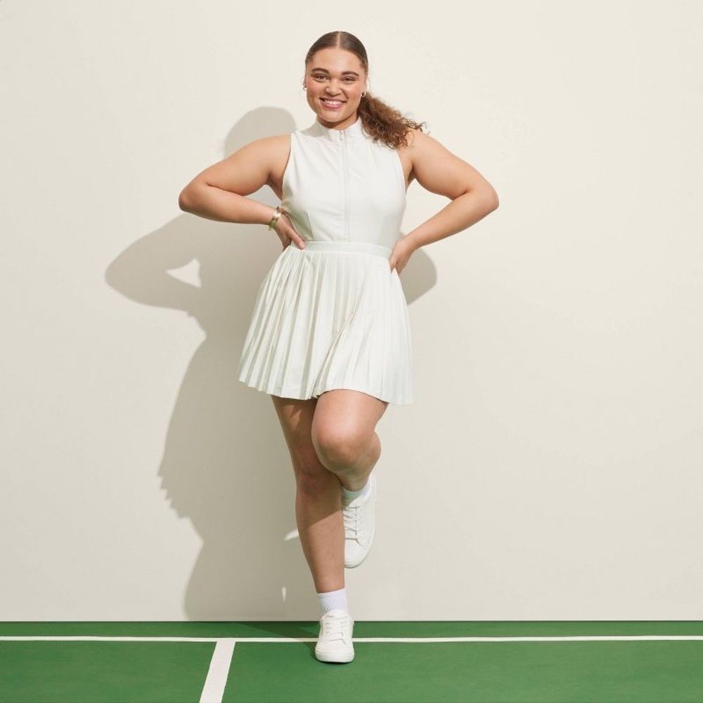Prince Pickleball Women's Zip-Front Pleated Dress - Cream